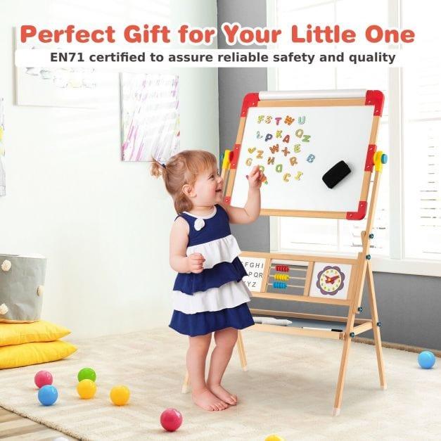 3-in-1 Kids Art Easel with Double-Sided Drawing Board - Little and Giant Explorers Costway