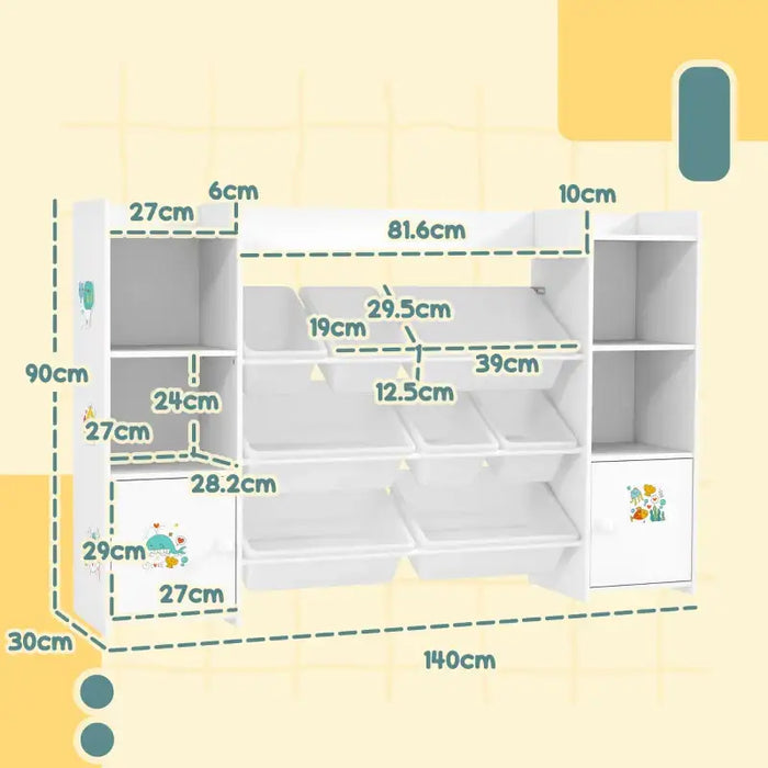 3-in-1 Kids Bookshelf and Toy Storage Unit - White | Cupboard and Bins AIYAPLAY - Little and Giant Explorers AIYAPLAY