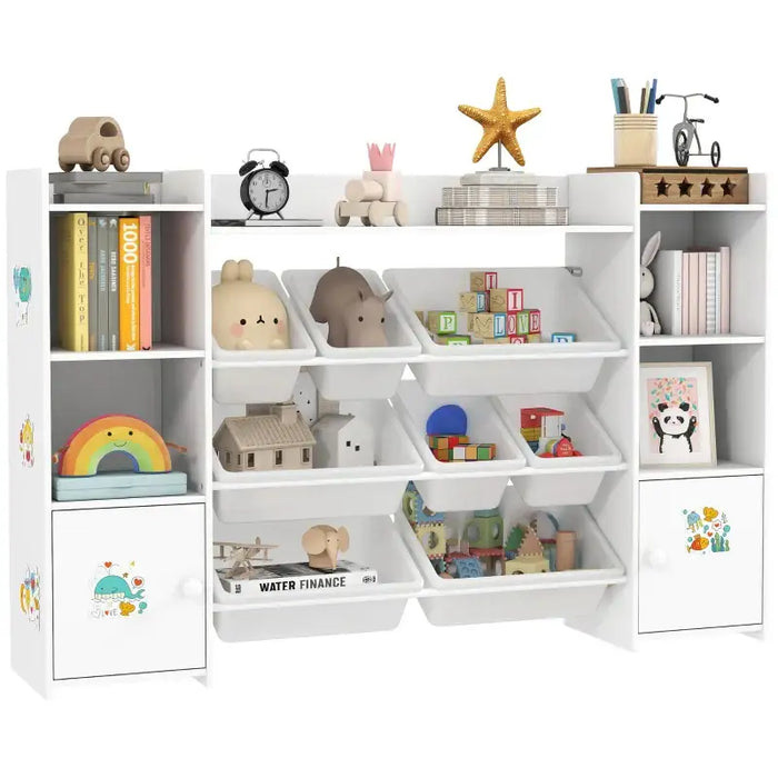 3-in-1 Kids Bookshelf and Toy Storage Unit - White | Cupboard and Bins AIYAPLAY - Little and Giant Explorers AIYAPLAY