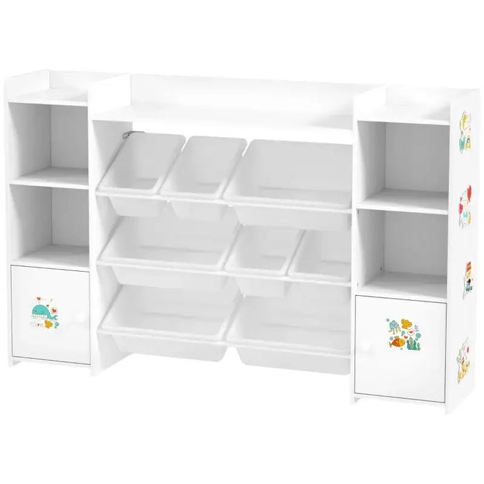 3-in-1 Kids Bookshelf and Toy Storage Unit - White | Cupboard and Bins AIYAPLAY - Little and Giant Explorers AIYAPLAY
