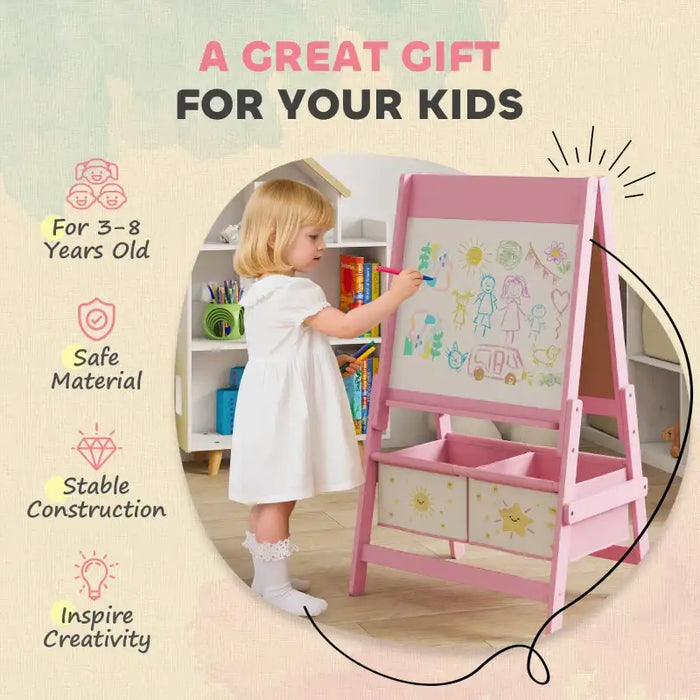 3-in-1 Kids Easel – Pink | Chalkboard, Whiteboard and Paper Roll Holder AIYAPLAY - Little and Giant Explorers AIYAPLAY