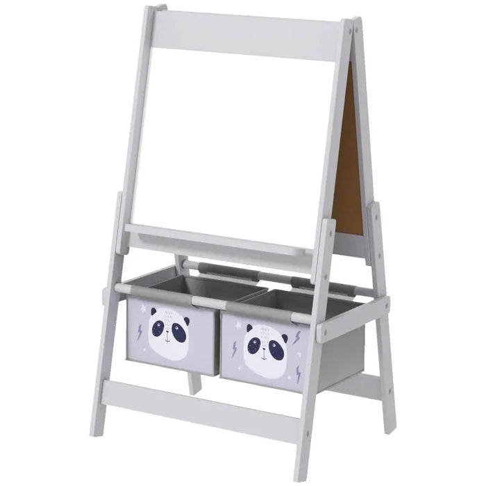 3-In-1 Kids Easel with Paper Roll and Storage in Panda Grey - Little and Giant Explorers AIYAPLAY