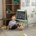 3-in-1 Kids Easel with Paper Roll, Blackboard and Whiteboard with Storage in Green - Little and Giant Explorers AIYAPLAY