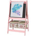 3-in-1 Kids Easel with Paper Roll, Blackboard and Whiteboard with Storage in Pink - Little and Giant Explorers AIYAPLAY