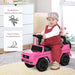 Toddler riding pink Mercedes-Benz G350 sliding car toy indoors, playful and safe foot-to-floor design.