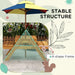 Kids 3-in-1 picnic table with A-frame, wood benches, removable umbrella, outdoor setting