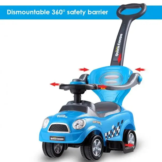 Stylish 3-in-1 Kids' Ride-On Push Car in Blue - Little and Giant Explorers Costway
