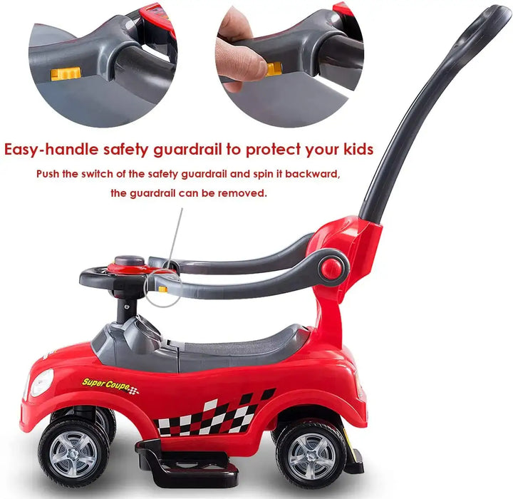 Stylish 3-in-1 Kids' Ride-On Push Car in Red - Little and Giant Explorers Costway