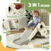 3-in-1 Kids Slide with Climber and Basketball Hoop in Cream - Little and Giant Explorers AIYAPLAY