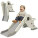 3-in-1 Kids Slide with Climber and Basketball Hoop in Cream - Little and Giant Explorers AIYAPLAY