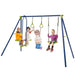 3-in-1 Kids Swing Set - Blue and Green | Glider and Gym Rings - Adjustable Steel A-Frame COSTWAY - Little and Giant Explorers Costway