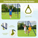 3-in-1 Kids Swing Set - Blue and Green | Glider and Gym Rings - Adjustable Steel A-Frame COSTWAY - Little and Giant Explorers Costway