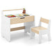 3-in-1 Kids Table Chair Set Natural White | Detachable Whiteboard Chalkboard Design - Little and Giant Explorers Costway