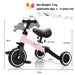 3-in-1 Kids Tricycle - Pink | Adjustable Handlebar and Seat - Ages 1 - 3 Years COSTWAY - Little and Giant Explorers Costway