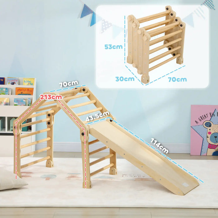 3-in-1 Toddler Climbing Frame | Foldable Pikler Triangle Set - Little and Giant Explorers AIYAPLAY