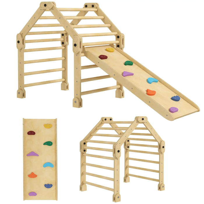 3-in-1 Toddler Climbing Frame | Foldable Pikler Triangle Set - Little and Giant Explorers AIYAPLAY