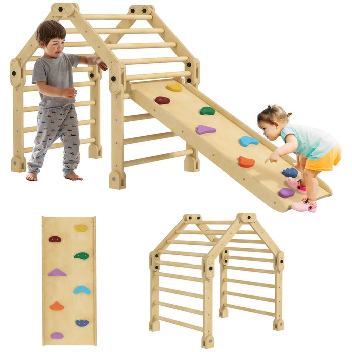 3-in-1 Toddler Climbing Frame | Foldable Pikler Triangle Set - Little and Giant Explorers AIYAPLAY
