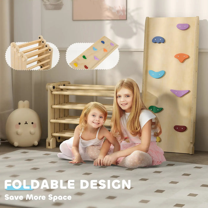 3-in-1 Toddler Climbing Frame | Foldable Pikler Triangle Set - Little and Giant Explorers AIYAPLAY