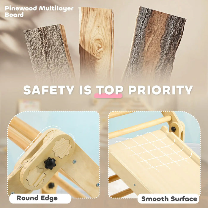 3-in-1 Toddler Climbing Frame | Foldable Pikler Triangle Set - Little and Giant Explorers AIYAPLAY