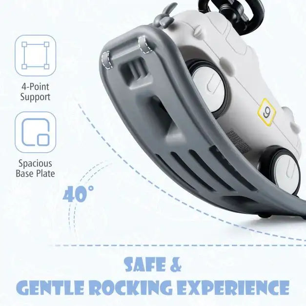 3-in-1 Plane Rocking Horse – White and Grey | Rocker, Scooter and Balance Board COSTWAY - Little and Giant Explorers Costway