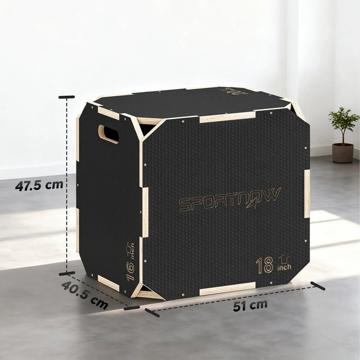3-in-1 Plyometric Jump Box – Adjustable Wooden Plyo Box | 3 Heights - Non-Slip Surface SPORTNOW - Little and Giant Explorers