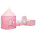 Pink 3-in-1 princess castle play tent with tunnel and ball pit for kids