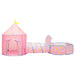 Pink 3-in-1 princess castle play tent with tunnel and ball pit for kids