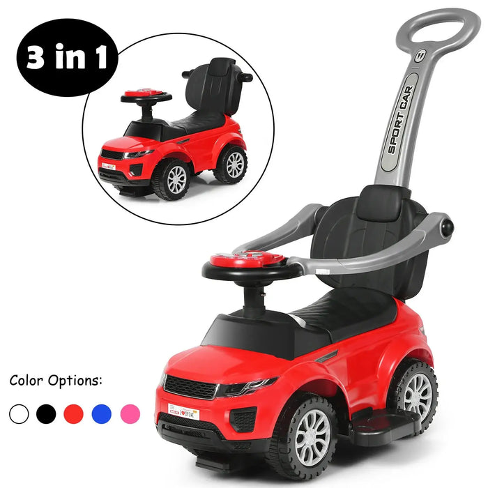 3-in-1 Ride-On Push Car – Red and Black | Stroller, Walker and Ride-On Toy COSTWAY - Little and Giant Explorers Costway