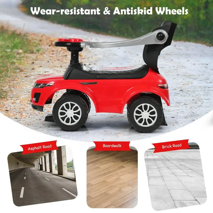 3-in-1 Ride-On Push Car – Red and Black | Stroller, Walker and Ride-On Toy COSTWAY - Little and Giant Explorers Costway