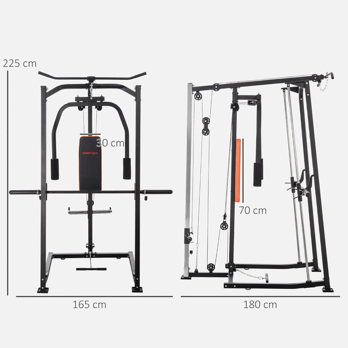 3-in-1 Smith Machine with Dual Cable Pulley System | Chest Press Station - Little and Giant Explorers SPORTNOW