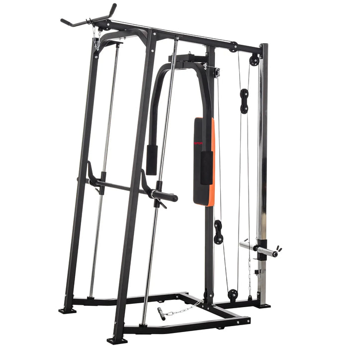 3-in-1 Smith Machine with Dual Cable Pulley System | Chest Press Station - Little and Giant Explorers SPORTNOW