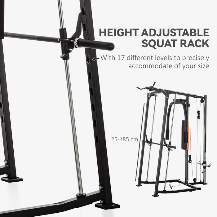 3-in-1 Smith Machine with Dual Cable Pulley System | Chest Press Station - Little and Giant Explorers SPORTNOW