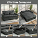 Collage of a gray sofa bed being converted into a sectional sofa with text 'Effortless Conversion'.