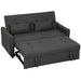 Dark gray sofa bed with storage compartment on a white background