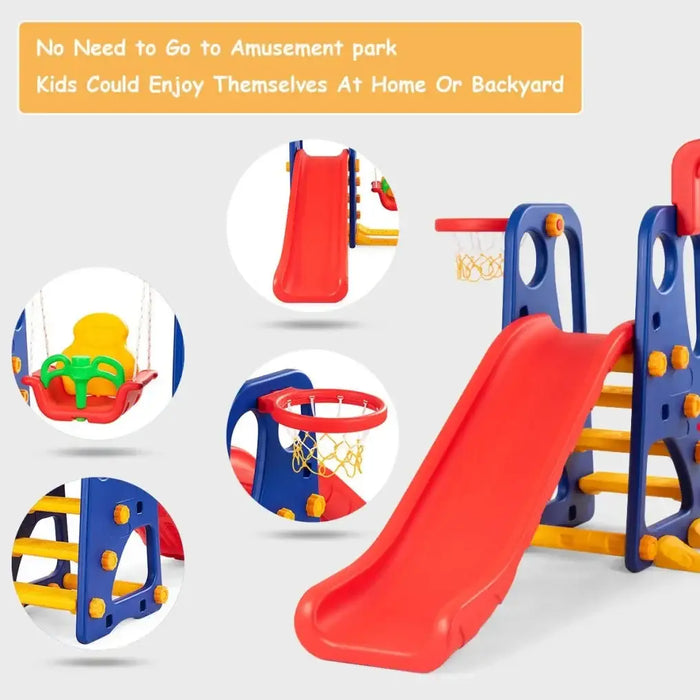 3-in-1 Toddler Climber with Slide, Swing and Basketball Hoop | Outdoor and Indoor Playset COSTWAY - Little and Giant Explorers Costway