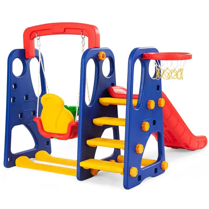 3-in-1 Toddler Climber with Slide, Swing and Basketball Hoop | Outdoor and Indoor Playset COSTWAY - Little and Giant Explorers Costway
