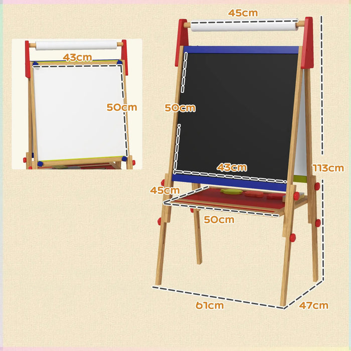 3 in 1 Wooden Kids Easel with Paper Roll with Painting Accessories - Little and Giant Explorers AIYAPLAY