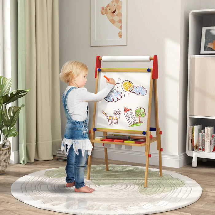 3 in 1 Wooden Kids Easel with Paper Roll with Painting Accessories - Little and Giant Explorers AIYAPLAY