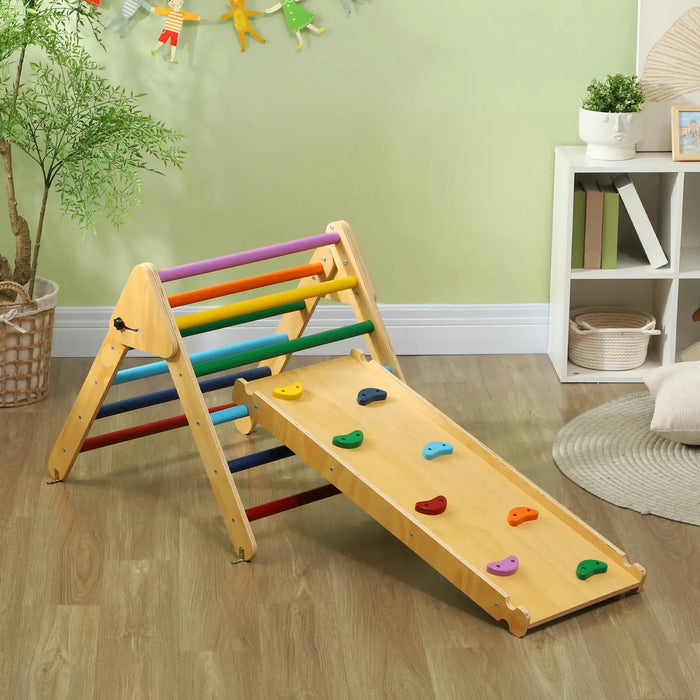 3-in-1 Wooden Multi-Colour Pikler Triangle Set - Little and Giant Explorers AIYAPLAY