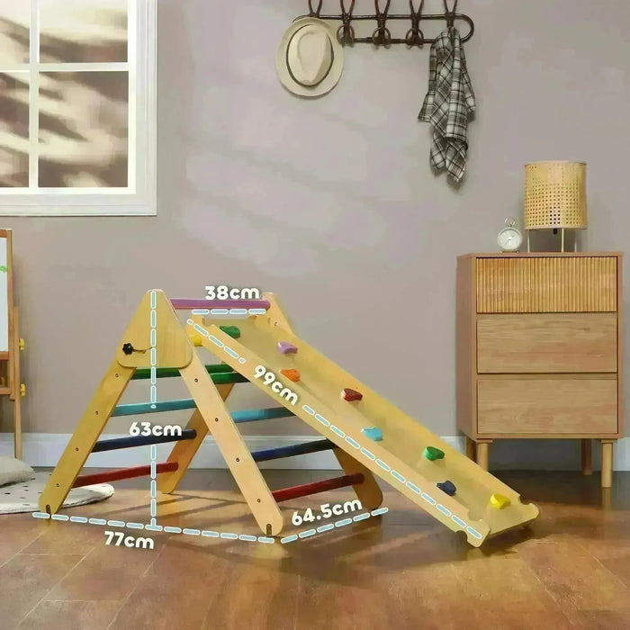 3-in-1 Wooden Multi-Colour Pikler Triangle Set - Little and Giant Explorers AIYAPLAY