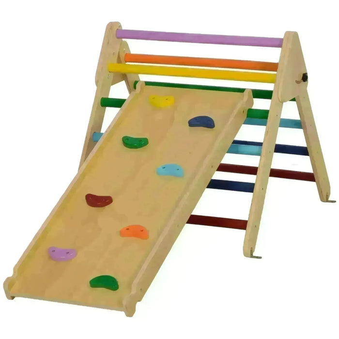 3-in-1 Wooden Multi-Colour Pikler Triangle Set - Little and Giant Explorers AIYAPLAY