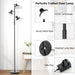 Black floor lamp with detailed features on a white background