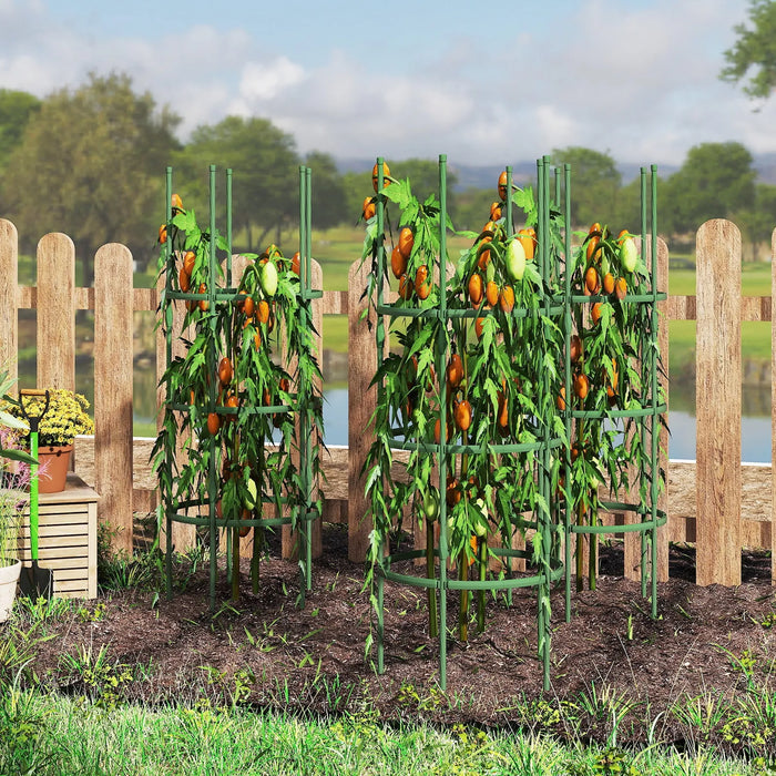 3-Pack Adjustable Tomato Cages – Green | 3 Heights - PE-Coated Metal Frame COSTWAY - Little and Giant Explorers Costway