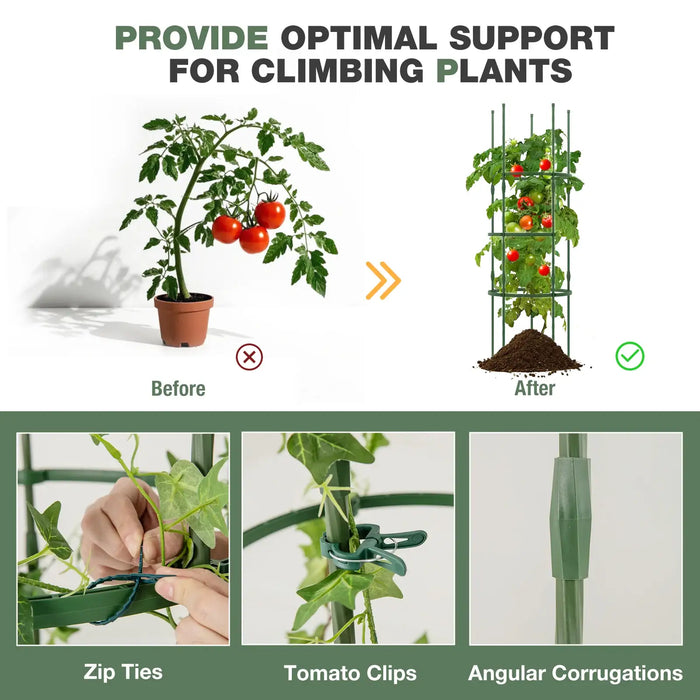 3-Pack Adjustable Tomato Cages – Green | 3 Heights - PE-Coated Metal Frame COSTWAY - Little and Giant Explorers Costway