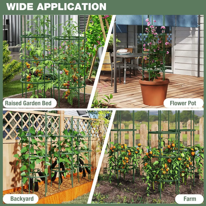 3-Pack Adjustable Tomato Cages – Green | 3 Heights - PE-Coated Metal Frame COSTWAY - Little and Giant Explorers Costway