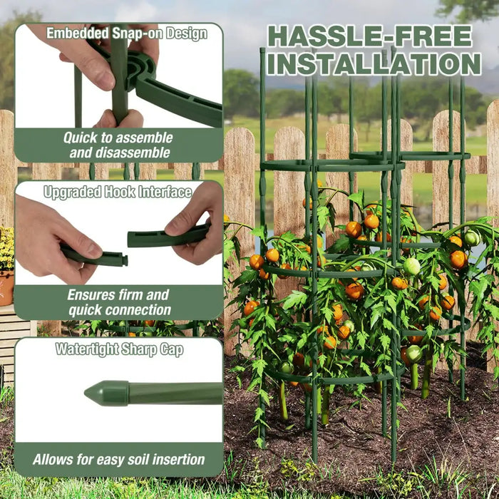 3-Pack Adjustable Tomato Cages – Green | 3 Heights - PE-Coated Metal Frame COSTWAY - Little and Giant Explorers Costway