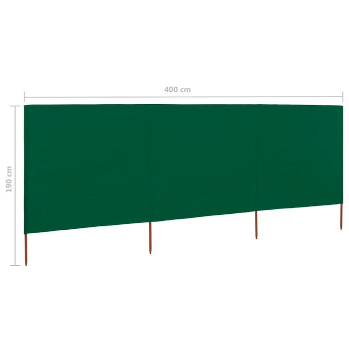 3-Panel Wind Screen in Green (400 x 160cm) - Little and Giant Explorers vidaXL