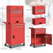 3-Part Steel Chest Tool Cabinet – Red | Drawers, Cupboards, Top Compartment and Pegboard HOMCOM - Little and Giant Explorers HOMCOM
