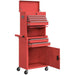 3-Part Steel Chest Tool Cabinet – Red | Drawers, Cupboards, Top Compartment and Pegboard HOMCOM - Little and Giant Explorers HOMCOM