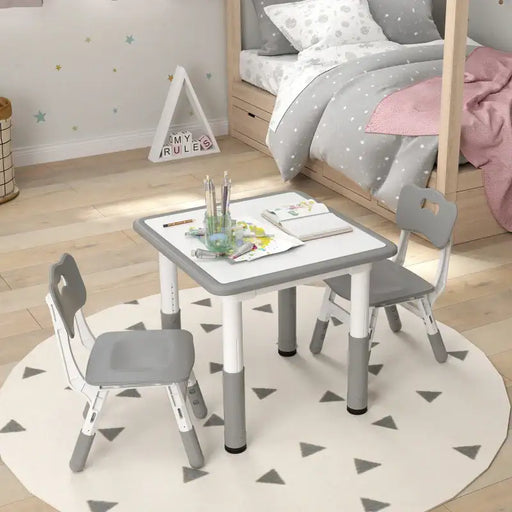 3-Piece Adjustable Kids Table and Chair Set – Grey and White | Height Adjustable AIYAPLAY - Little and Giant Explorers AIYAPLAY
